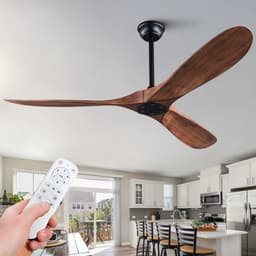 MODENUIT Plafondventilator – 152 cm – Zonder Verlichting en Afstandsbediening – ABS – Zwart Donker Walnoot — thumbnail 1