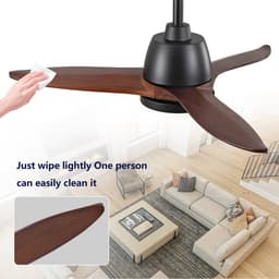 MODENUIT Plafondventilator met Verlichting – 91,44 cm – Massief Hout – Zwart Donker Walnoot – Dimbaar — thumbnail 5