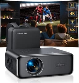 Wimius - Beamer - Projector Beamer - Projector 4k - 1080P - Automatische focus - met WiFi 6 en Bluetooth 5.2 - 600ANSI - Buiten- en thuisprojector - Zwart — thumbnail 1