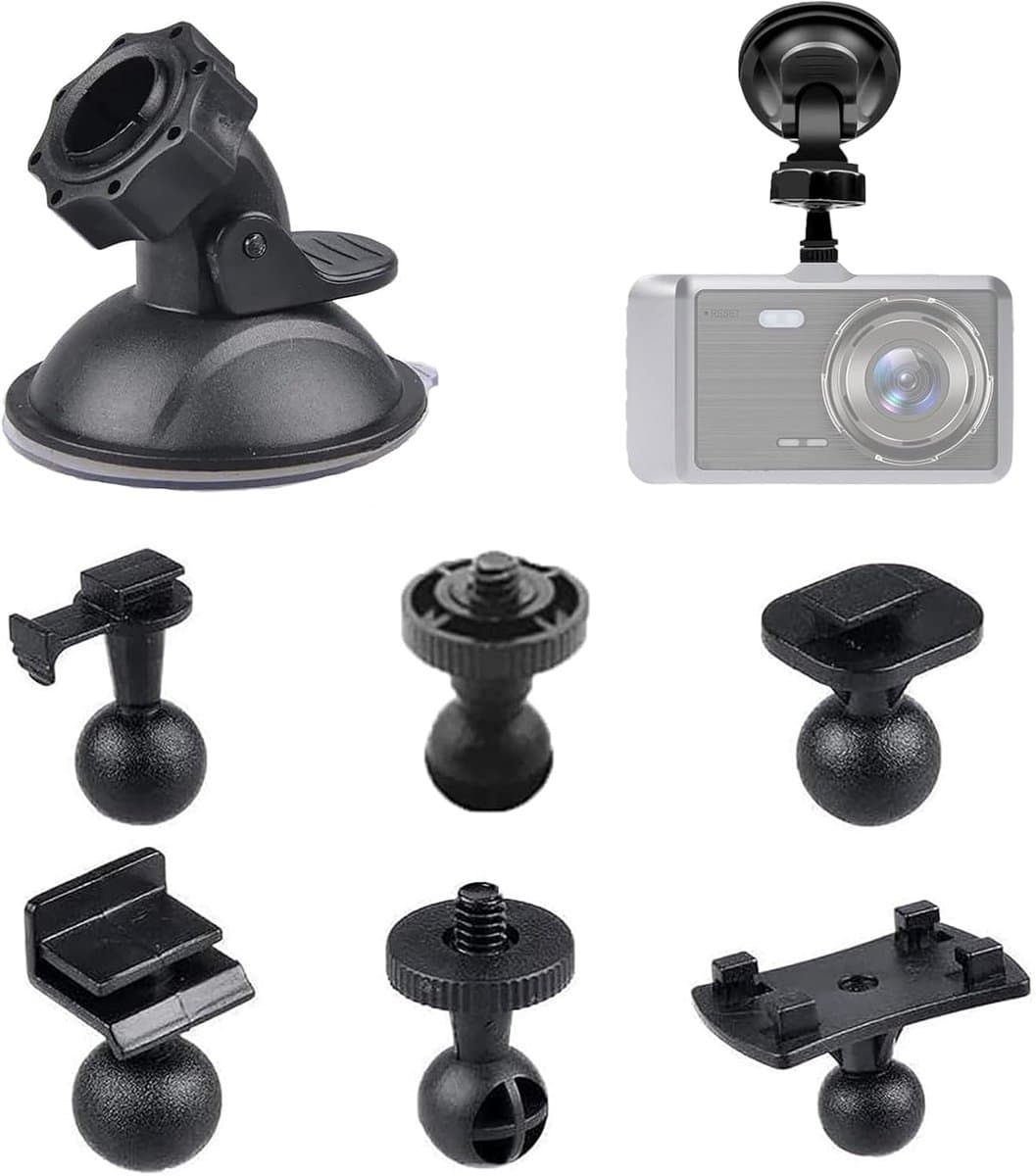 SnelShoppen - Car Suction Cup voor Dash Cam Houder - 360° Rotatie met 6 Adapters - Geschikt voor Navigatieapparatuur, Camera's, Voorruiten en Dashboar — afbeelding 1