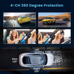 SnelShoppen - 4-kanaals Dashcam Auto 360 Graden FHD 1080P - Loopopname, G-Sensor, Nachtzicht, Parkeerbewaking, Back-upassistent met 64 GB SD-kaart — thumbnail 4
