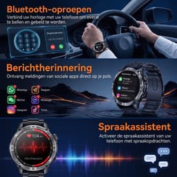 VASHOY HK08 - GPS Smartwatch - Sport Smartwatch - Outdoor Smartwatch - 1.43" AMOLED GPS Baro-Altimeter IP68 160+ Sportmodes – 3-delige set, hartslag/slaap/stappenteller, voor Android/iOS — thumbnail 3