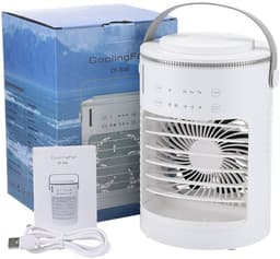 Draagbare mini-airco voor slaapkamers – Mini-luchtkoeler met ijsbakje & USB-ventilator – Voor thuis en op kantoor (Wit) — thumbnail 4
