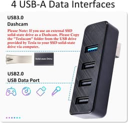 Thijox - Handschoenenvak USB Hub voor Tesla 2024-26 Model 3 Highland & 2025-26 Model Y Juniper - 4-in-1 Dockstation voor Dashcam, USB-stick, Gegevenso — thumbnail 3