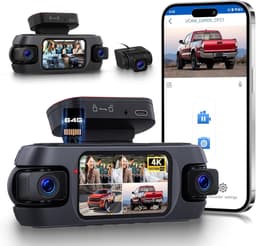 SnelShoppen - 4K Dashcam Auto met 4 Camera's, Wifi App, GPS, Nachtzicht, G-sensor, Parkeerbewaking, 360° Beeld, Voor, Achter, Binnen en Links — thumbnail 1