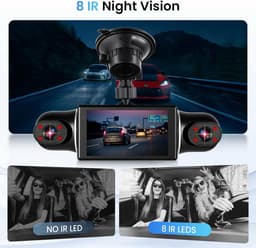 SnelShoppen - 2K Auto Dash Cam 360° met 5 GHz WiFi, 4 Camera's, 8 IR Nachtzicht, 3 Inch IPS Touchscreen, G-sensor, Parkeermonitor, Achteruitrijhulp — thumbnail 2