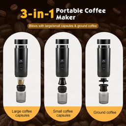 SnelShoppen - Draagbare Espressomachine Klein 20 Bar, 3-in-1 Mini Koffiemachine voor Cups & Maling, Accu 7800mAh USB-C, Mobiele Koffiemachine voor Cam — thumbnail 3