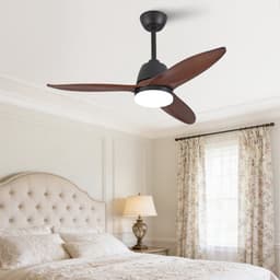 42 inch moderne zwarte plafondventilator - dimbaar in 3 kleurtinten - massieve houten bladen - omkeerbare DC-motor - geheugenfunctie - elegante afwerking — thumbnail 1