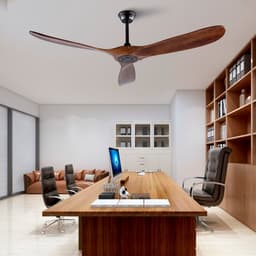 60 inch Houten Plafondventilator zonder Licht in Walnootkleur - Waterdicht - Geschikt voor binnen en buiten - Met verlengbuis - Extra groot - Mid-Century Modern Design — thumbnail 5