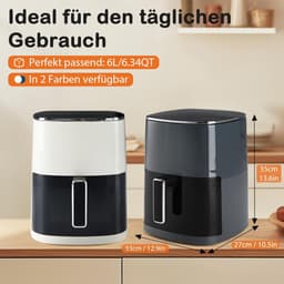 SnelShoppen - Airfryer 6L met Raam, 12-in-1 Functies, Touch Screen, Gezond Vetvrij Koken, Antiaanbakmand, Vaatwasmachinebestendig, Voor 3-6 Personen, — thumbnail 3