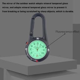 Pakket van 2 karabijnhaakhorloges, zakhorloge met karabijnhaakbevestiging, waterdichte karabijnhaakhorloges, zusterhorloge, lichtgevend analoog quartzhorloge, karabijnhaakhorloge voor fietsers, klimrugzak — thumbnail 2