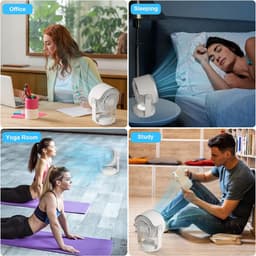Tafelventilator Oplaadbaar USB - Stille Bureauventilator met Oscillatie - 4 Snelheden - Draadloos - 5700mAh - 90° Draaibaar - Ventilator voor Kantoor, Slaapkamer en Camping - Wit — thumbnail 3