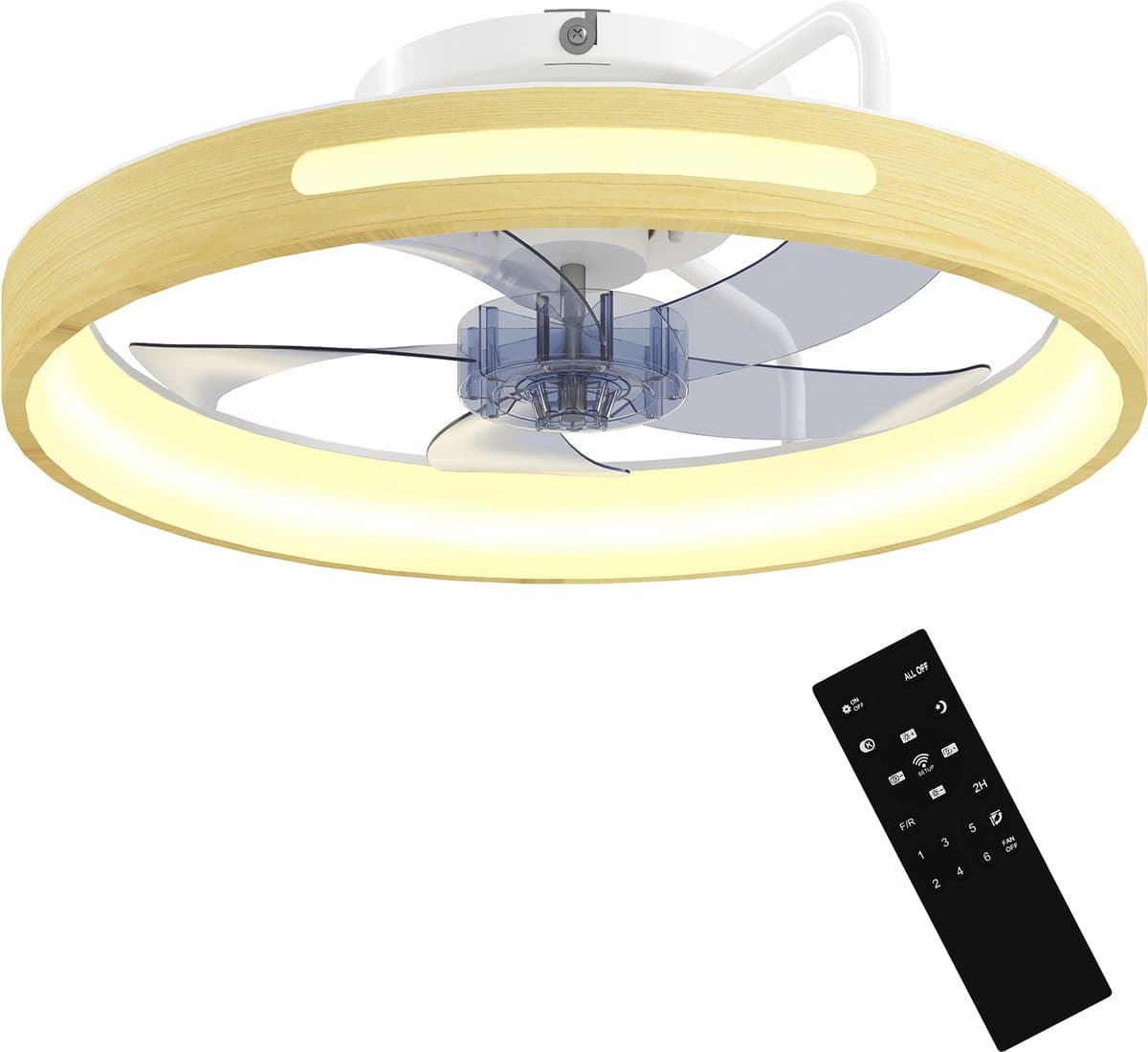 ECTEATOY® Plafondventilator met LED Verlichting 40W - Stille DC Motor - Afstandsbediening - Zomer & Winterstand - Hout — afbeelding 1