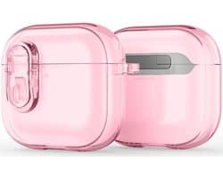 Dux Ducis PECL Hoesje Geschikt voor AirPods 4 / 5 met Aluminum Haak Transparant Roze