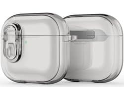 Dux Ducis PECL Hoesje Geschikt voor AirPods 4 / 5 met Aluminum Haak Transparant Grijs