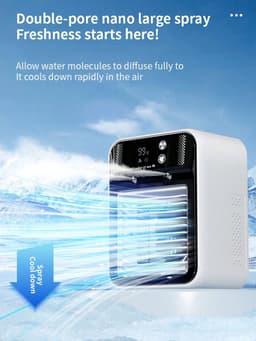 Mobiele Airco - Airco - Aircooler - Luchtkoeler - 500ML Watertank - USB-C - Draagbare Aircooler - Airconditioning - Luchtbevochtiger - Ventilator - 2 Standen — thumbnail 2