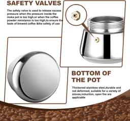 4 Cup Stovetop Espresso Maker Stainless Steel Moka Pot Espresso Maker Percolator Italian Coffee Maker Capable Mocha Coffee Machine Cafe Classic Maker for Home & Camping 200ml 6.6oz — thumbnail 4