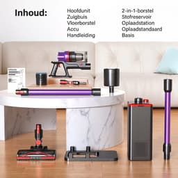 Lubluelu X1000 Draagbare staafstofzuiger Steelstofzuiger met stofopvangstation van 2,5L – 60Kpa Automatisch ledigingsstation - 50 Min Gebruikstijd - Anti-klit Borstel - met Stofzak HEPA - filter - LED-koplampen — thumbnail 2