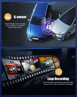 SnelShoppen - 4 Kanaals Dash Cam 360° 1080P Auto Camera met 3,16 inch Display, 64G SD-kaart, Loopopname, Nachtzicht, Groothoek 150°, Bewegingsdetectie — thumbnail 2