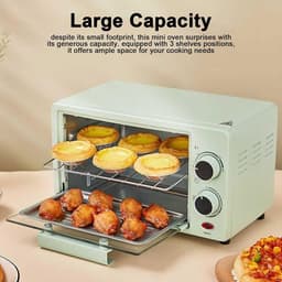 Elektrische Mini-oven - Aanrecht Oven Convectie - Snel Maaltijden Bereiden - Regelbare Temperatuur - 12 Liter - Groen — thumbnail 5