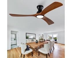 COVREO Plafondventilator met verlichting 132 cm zwart donker walnoot, 6 snelheden