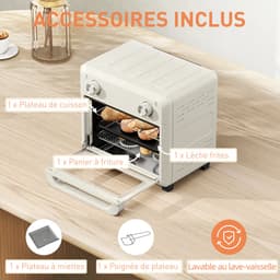 HOMCOM Airfryer Oven - Metaal - 32x27,2x29,8cm - Crème — thumbnail 4