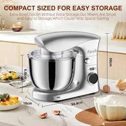 Keukenmachine - Deegmachine Mixer - Bakken Thuis - Krachtige 1500W Motor - 5.5L Kom - Zilver — thumbnail 2