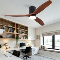 Plafondventilator 52 inch - met ingebouwde verlichting - dimbaar - met afstandsbediening - omkeerbare DC-motor - massief houten stang en drie bladen — thumbnail 3