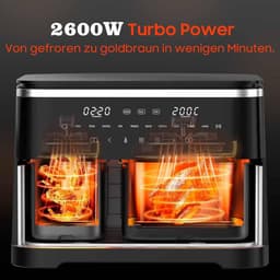 Dubbele Airfryer XXL - Heteluchtfriteuse Dubbel - Maaltijden Bereiden - Sync Finish Dual Cook - 11 Liter - Zwart — thumbnail 3