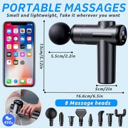 Massage Gun met 99 Intensiteitsniveaus, 8 Massagekoppen, Spiermassage Apparaat met LCD-scherm, Draadloos en Oplaadbaar — thumbnail 2