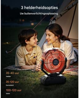 GELLDG Draagbare Camping Ventilator - Mistende Bureaubladventilator - 360ML Wassertank, 16000mAh Accu, 5 Snelheden, Timer, 18-70 Uur Autonomie - Geschikt voor Kamperen, RV en Noodgevallen - Kunststof - 23.5x29cm — thumbnail 2