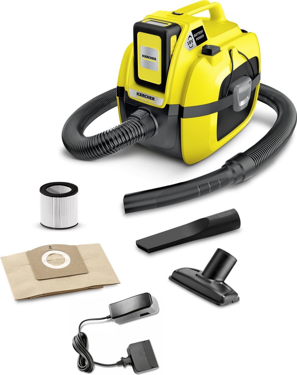 Kärcher WD 1 Compact Battery Set Nat-en Droogzuiger - 18 V - Accu 18 V / 2,5 Ah en lader inbegrepen - 7 liter - Patroonfilter — afbeelding 1