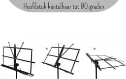 Muziekstandaard Met Tas - Opvouwbaar - Opklapbare Bladmuziek Lessenaar Houder Statief - Muziek Staander Hoog - Zwart — thumbnail 5
