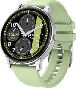 Belesy® SUAVE - Smartwatch Heren – Smartwatch Dames - Horloge – Stappenteller – Calorieën - Hartslag – Sporten - Je eigen foto als wijzerplaat - Kleurenscherm - Full Touch - Bluetooth Bellen – Zilver - Silicone –Groen - Moederdag — thumbnail 2