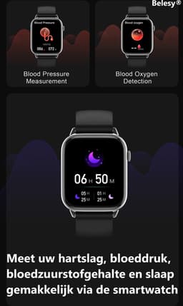 Belesy® HIMALAYA - Smartwatch Heren – Smartwatch Dames - Horloge – Stappenteller – Calorieën - Hartslag – Sporten - Je eigen foto als wijzerplaat - Kleurenscherm - Full Touch - Bluetooth Bellen – Milanees – Staal – Goud - Moederdag — thumbnail 5