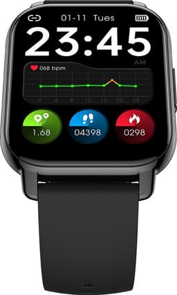 Belesy® PARK 66 - Smartwatch Dames - Smartwatch Heren - Horloge - 1.85 inch – kleurenscherm – Stappenteller – Bellfunctie- Gezondheidsindicatoren – Je eigen foto als wijzerplaat - Siliconen - Zwart - Moederdag — thumbnail 3
