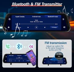 Spiegel dashcam draadloze Apple Carplay Android Auto 9.66 inch met touchscreen — thumbnail 2
