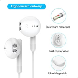 Oortjes met draad en microfoon - Oordopjes - 120CM kabel - USB-C aansluiting - Earphones Wired — thumbnail 4