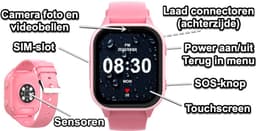 GPSHorlogeKids© - GPS horloge kind - smartwatch kinderen - WhatsApp - 4G videobellen - spatwaterdicht - SOS alarm - meting hartslag & temperatuur - incl SIM - Edge Pro Roze — thumbnail 5