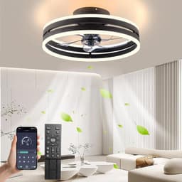 Plafondventilator Met Verlichting - Smart Lamp Met Afstandsbediening – Plafonniere Keuken Lamp Met 6 Ventilatiesnelheden - Woonkamerlamp – Plafond Ventilator Lamp Met Timer - Wit — thumbnail 1