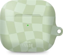 xoxo Wildhearts hoesje geschikt voor AirPods 4 - Pretty Pistache - Ook als telefoonhoesje verkrijgbaar - schokbestendige case - koptelefoonhoesje - Matte afwerking - Beschermhoes met golvende blokjes - Golven - Groen — thumbnail 1