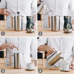 ThermoPress Franse pers - Dubbelwandige geïsoleerde roestvrijstalen koffiezetter - 1 liter (5 kopjes) - Inclusief reservefilters en onderzetter — thumbnail 4