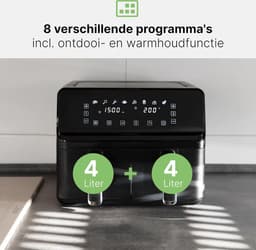 Equivera Dubbele Airfryer - Dubbele Mand - Dual Cook - Heteluchtfriteuse - Verschillende Programma's - Dual Zone - Mega — thumbnail 3