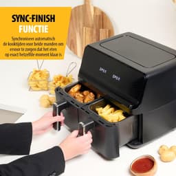 Equivera Dubbele Airfryer - Dubbele Mand - Dual Cook - Heteluchtfriteuse - Verschillende Programma's - Dual Zone - Mega — thumbnail 4