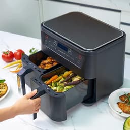 Equivera Dubbele Airfryer - Dubbele Mand - Dual Cook - Heteluchtfriteuse - Verschillende Programma's - Dual Zone - Mega — thumbnail 2