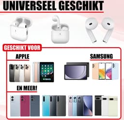 Bluetooth Oordopjes - Draadloze oortjes - Oortjes draadloos - In-Ear Oordoppen - Geschikt voor iPhone 12/13/14/15/16 Plus, Pro, Pro Max, iPad Pro, Air, 2022 en Samsung Galaxy A55, S24, Samsung Tablet S9 Plus, A9 etc. - Bluetooth 5.3 - Wit — thumbnail 5