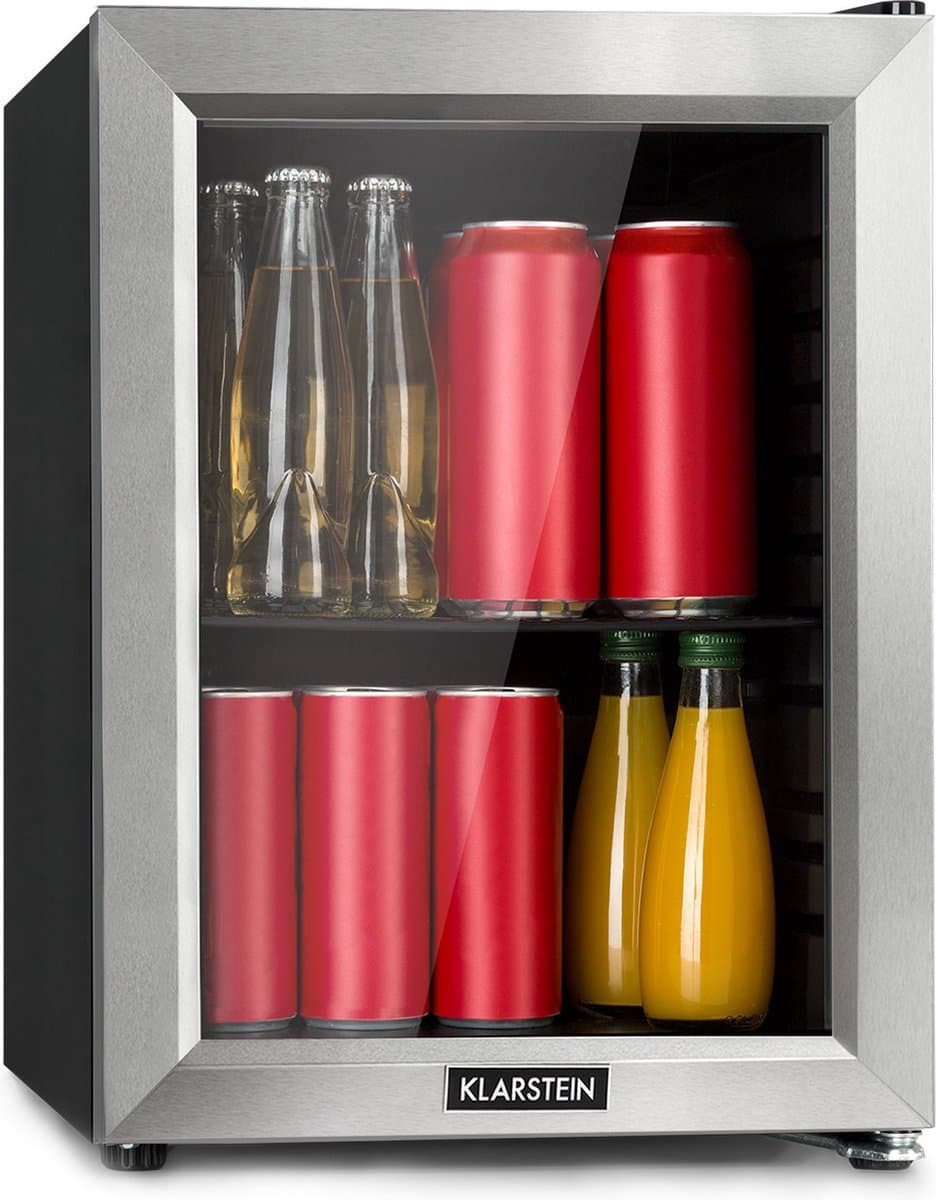 Klarstein Minibar Harlem Drankkoelkast - Mini koelkast - Compressiekoeling - 23 Liter inhoud - 5 Koelstanden: 0 - 10 °C - Energie-efficiëntieklasse E - Gering Bedrijfsgeluid: 39 dB - LED Verlichting - Glazen deur - Roestvrij Staal — afbeelding 1