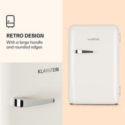 Klarstein Minibar Audrey Mini - kleine koelkast, compacte , vrijstaand, compressiekoeling, inhoud, koeltemperatuur: 0 - 10 °C, minikoelkast met een inhoud van 70 liter, wit - voor Kantoor - voor Keuken - Verstelbaar - Mini Fridge — thumbnail 5