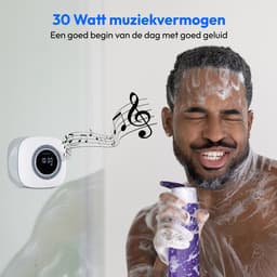 MEDION S66884 Douche radio met Bluetooth (badkamerradio, FM radio, zuignap, LED display, IPX6 waterproof, geïntegreerde oplaadbare batterij, MD43884) wit — thumbnail 2