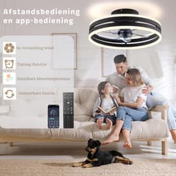Plafondventilator Met Verlichting - Smart Lamp Met Afstandsbediening – Plafonniere Keuken Lamp Met 6 Ventilatiesnelheden - Woonkamerlamp – Plafond Ventilator Lamp Met Timer - Wit — thumbnail 5